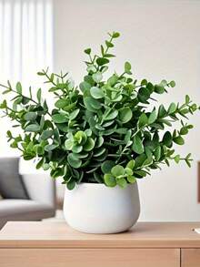 Artificial Eucalyptus Potted Plant Plastic Potted Plant Home Decor Accessories Ornament Small Fake Plants For Indoor Home Decoration, Artificial Flowers For Window Sill, Bathroom, Wall, Office Desk, Office, Kitchen - Multicolor - View 3