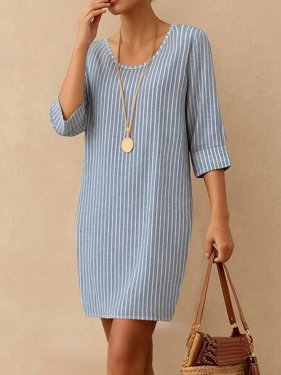 Váy lụa sữa in kỹ thuật số thời trang mới, chất liệu mát mẻ mùa hè, phù hợp cho hẹn hò, ở nhà, kỳ nghỉ, cắm trại, bãi biển, chụp ảnh, khiêu vũ, tiệc tùng, mua sắm. Kiểu dáng đa năng, váy nữ in sọc mùa xuân/hè, thích hợp mặc đi làm và đi chơi.