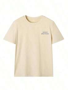 Cute Marine Life Print Women's Loose T-Shirt, Round Neck Short Sleeve Summer Top, Vintage Street Style Washed Cotton Graphic Tee For Vacation Daily - 杏色 - 查看 2