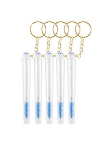 1/5pcs Reusable Eyelash Brush Tubes With Golden Keychain Sparkling Lash Mascara Wands In Tubes Eyebrow Combs With Container Lash Spoolies Comb Brushes Mini Makeup Tools - Multicolor - View 16