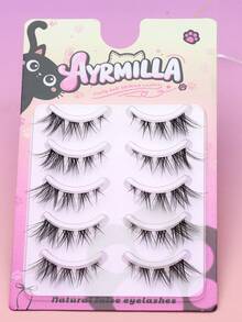 5对自然蓬松柔软假睫毛，纤长逼真，佩戴舒适，手工制作上睫毛，睫毛末端卷翘，纤长效果自然逼真，热门美妆工具 - 黑色 - 查看 8