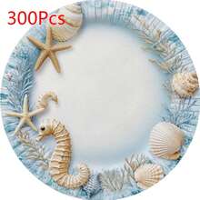1件/2件/4件/6件/8件/300件装圆形餐垫，采用海岸海洋设计，饰以蓝色海星和贝壳，简约而美观。尺寸为14.17英寸/3636厘米，采用100%聚酯纤维编织而成。防滑，可干洗、手洗或机洗，易于清洁且隔热。是餐厅、厨房、茶几、室内装饰、宴会或派对装饰的理想之选。 - 彩色 - 查看 14