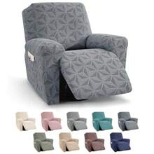 YEMYHOM Reclinable Silla Cubierta Estiramiento reclinable Slipcover para 1 Asiento Jacquard geométrico reclinable sofá Cubierta Protector de Muebles para Mascotas y niños Gris Oscuro - Gris Oscuro - Ver 1