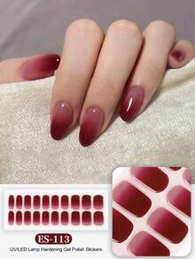 20pcs Transparent Base Nail Stickers, Require UV Lamp Curing, Salon-Grade Quality Durable, Cross-Border Wholesale Same Style Red Book-Themed Nail Stickers Suitable For Fingertips - Hot Pink - View 2