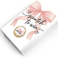 优雅的粉色丝带刮刮卡，腮红蝴蝶结刮刮游戏卡，适合单身派对、迎婴派对、生日派对、婚礼活动 - 蝴蝶結 - 查看 6