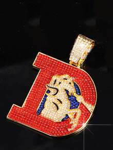 1 chiếc dây chuyền mặt chữ D và hình ngựa lấp lánh phong cách Hiphop, trang sức thời trang dành cho rapper, quà tặng phong cách đường phố Punk. - Dây chuyền mặt dây chuyền hình ngựa chữ D - Xem 11