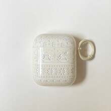 米色法罗群岛木马+箍形耳机保护套，兼容苹果Pro 3/Pro 2/4/3/2，时尚女士耳机保护套，简约耳机保护套，苹果耳机保护套，苹果耳机套 - 米白色 - 查看 7