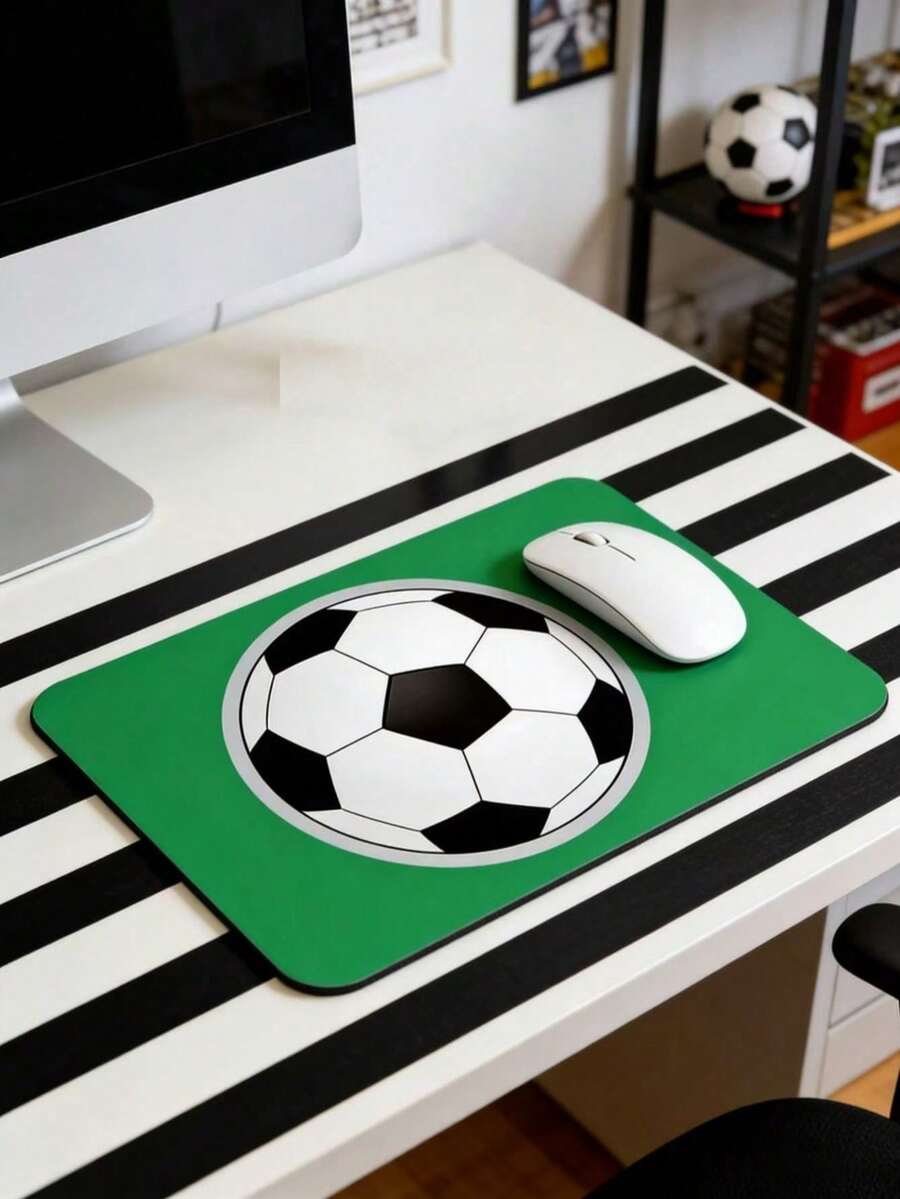 1pc Football Themed Mouse Pad, Cartoon Office Mouse Pad, Heat Insulation Mat, High Quality Cute Creative Design, Suitable For Students Working From Home, Holiday Gift - Square - View 1