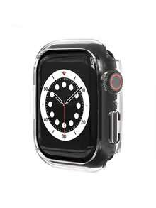 1pc Unisex Fashionable Transparent PC Hollow Shockproof Protective Case Suitable For Apple Watch 40/41/42/44/45/46/49mm Series Ultra/SE/11/10/9/8/7/6/5/4 Smartwatch Accessories - Clear - View 3