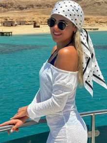 1 Stück 2026 Neuer einfacher Pünktchen-Muster 90cm Quadratischer Schal, vielseitiges Bandana für Frauen, Taille-Krawatte, Haaraccessoire, modischer Halstuch, Strand, Urlaub, Accessoires, Reiseessentiell - Verschiedenfarbig - Übersicht 4