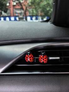 2pcs Ladybug Shaped Car Air Vent Clip, AC Vent Decor, Insect Accessory To Add Vitality To Car Interior - A - View 5