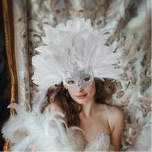 1 Bộ Mặt Nạ Lông Vũ Cho Nữ, Mặt Nạ Nửa Mặt Dự Tiệc, Mặt Nạ Phấn Đen, Thích Hợp Cho Trang Phục Lễ Hội, Nhập Vai, Giáng Sinh, Halloween (Lông vũ nhân tạo có thể tháo rời và sử dụng được cho cả hai mục đích) - Xem 4