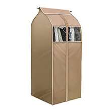 Bolsa de almacenamiento de ropa para colgar ropa funda a prueba de polvo con ventana transparente en el clóset humedad funda protectora resistente al polvo con cierre no incluye marco - Marfil - Ver 6