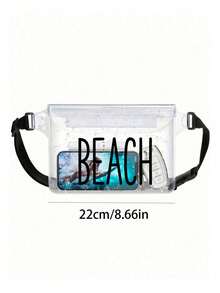 Bolsa de cintura impermeable de gran capacidad, diseñada con un patrón "Beach", con correa de cintura ajustable, hecha de material de PVC. Cuenta con un diseño de triple sellado y un bolsillo impermeable para teléfono con capacidad de pantalla táctil. Ideal para actividades en la playa. Esta bolsa de cintura puede proteger su teléfono y objetos de valor durante el surf, el canotaje, la navegación o la pesca. - Multicolor - Ver 11