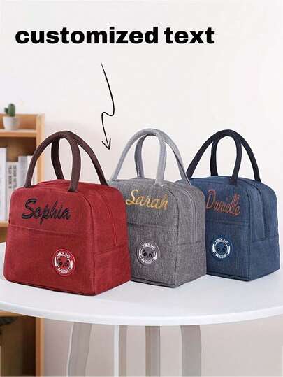 Customized Lunch Bag, Reusable Insulated Cooler Bag, Waterproof Oxford Cloth Leak-Proof Design, Multiple Carrying Options For Work, Picnic, Travel, Black With Durable Handle, Fashionable Insulated Lunch Box Bag, Waterproof, Oil-Proof, Portable