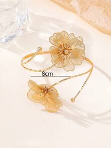 1pc Fashionable Floral Arm Cuff, Suitable For Women's Daily And Party Wear - Gold - View 2