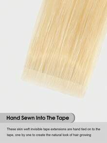 Tóc nối SUYYA màu vàng bạch kim, 10 lọn/gói, dạng băng dính trong suốt, không đường nối, thẳng, làm từ tóc thật, viền tóc vô hình. - S613 - Xem 5