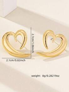 1 Pair Geometric Heart-Shaped Minimalist Luxury Casual Niche Fashion Design Earrings - Yellow Gold - View 2