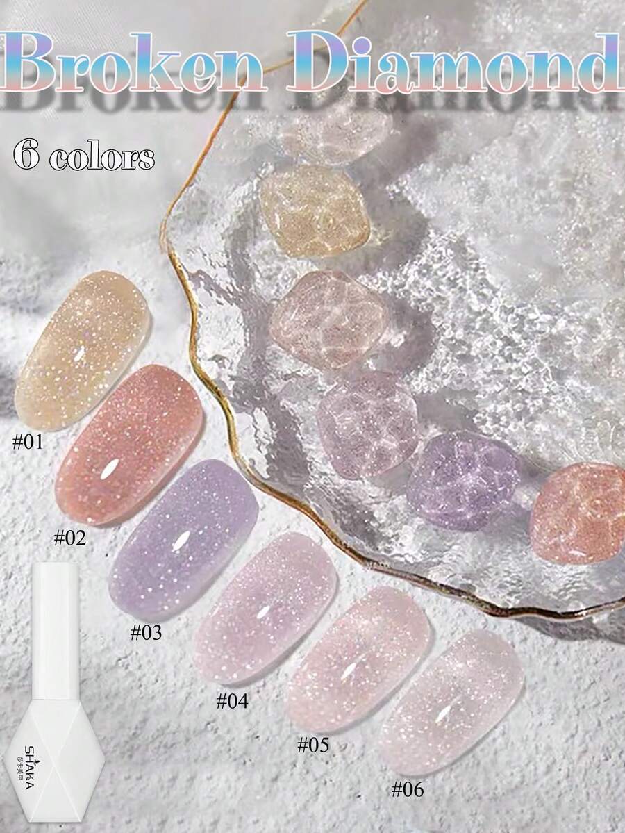 MISS SHAKA 10毫升春夏美甲冰透明粉白红闪粉凝胶指甲油，美白百搭，四季皆宜，美甲沙龙及居家DIY美甲必备用品，需搭配底油和亮油使用。