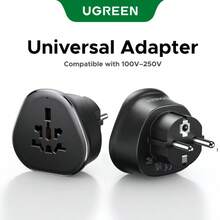Bộ chuyển đổi phích cắm du lịch UGREEN EU, tương thích với EU/UK/AU/JP/CN/NZ/PH, dùng cho ổ cắm điện quốc tế và Mỹ (Loại B), bộ chuyển đổi chân cắm điện, bộ sạc ổ cắm điện, tương thích với hơn 200 quốc gia, 1 gói. - Phích cắm loại EU E (220-240V) - Xem 1