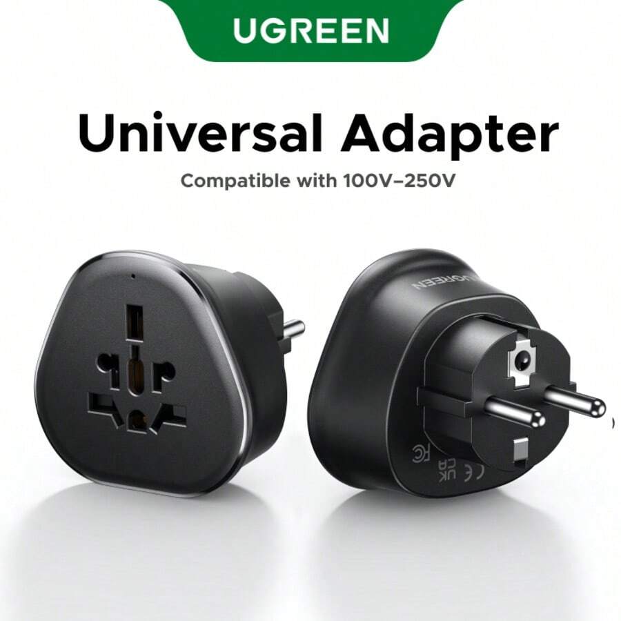 Bộ chuyển đổi phích cắm du lịch UGREEN EU, tương thích với EU/UK/AU/JP/CN/NZ/PH, dùng cho ổ cắm điện quốc tế và Mỹ (Loại B), bộ chuyển đổi chân cắm điện, bộ sạc ổ cắm điện, tương thích với hơn 200 quốc gia, 1 gói. - Phích cắm loại EU E (220-240V) - Xem 1