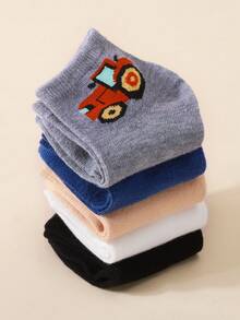 5双儿童袜子，卡通图案，适合儿童和小学生 - 彩色 - 查看 2