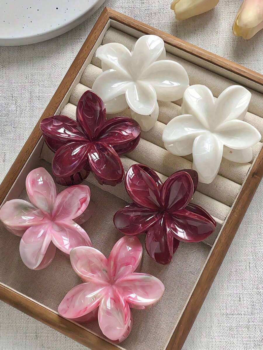 Bộ 6/3 kẹp tóc hình hoa ombre 4cm/1.57inch, kẹp tóc phong cách Bohemian thanh lịch, kẹp tóc hoa cúc vân đá cẩm thạch, phụ kiện tóc cao cấp mùa hè, phù hợp cho búi tóc, chụp ảnh kỳ nghỉ biển, kẹp tóc thời trang, kẹp tóc hoa duyên dáng, kỳ nghỉ, du lịch. - Nhiều màu - Xem 1