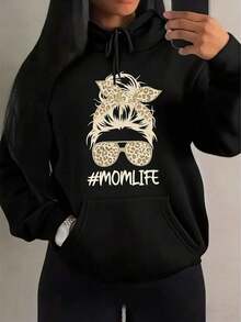 Stylish Women's Beige Hoodie With Leopard & Fashion Glasses Print - Casual, Loose-Fit Polyester Sweatshirt With Drawstring & Mom Life Graphic All Seasons, Women's Tops, Tops For Women, Women Clothes, Clothes, Plus Size Tops, Hoodie, Pullover, Casual Wear, All Season Outfit, Leopard Print Fashion, Mom Graphic Sweatshirt, Loose Everyday Streetwear - Color 1 - View 1