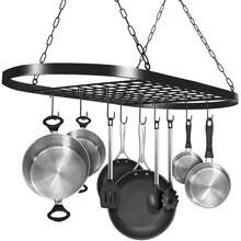 Pots And Pans Hanging Rack, Heavy-Duty Metal Pan Rack Hanger Organizer With 10 Hooks, Hanging Pot Rack Ceiling Mount For Kitchen Cookware Utensils Toiletries (80cm) - 80cm - View 1