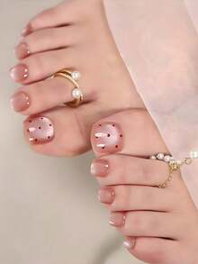 24片短方形亚克力美甲贴片，波点猫眼图案，包含1片果冻胶和1把指甲锉，适合派对、活动和日常佩戴。适合女性和女孩。包含美甲工具。可塑形美甲套装 - 彩色 - 查看 7