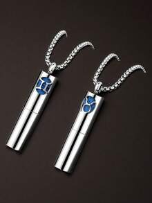 Mặt dây chuyền đựng tinh dầu thơm hình Mười Hai Chòm Sao, vòng cổ khuếch tán tinh dầu bằng thép không gỉ, trang sức. - Bạc - Xem 1