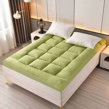 绗缝网格床垫，高级榻榻米床垫，卧室适用 - 綠色 - 查看 3
