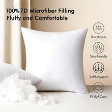 2/4-Piece Soft And Fluffy White Square Filler Pillow Inserts, Hypoallergenic 100% Fiber-Filled Core, Luxury Hotel Collection Standard, Machine Washable, Suitable For Living Room, Bedroom, Sofa Cushions, Office Chair Backrests, A Must-Have For Home. - Pearl White - View 3
