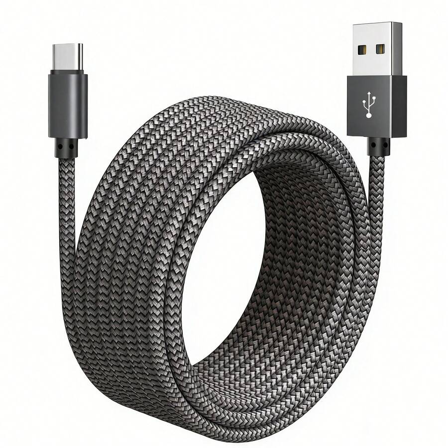 USB A 转 Type C 数据线 3A 快充[3.3 英尺/6.6 英尺/10 英尺] USB-C 快充尼龙编织线 兼容三星 Galaxy S26 S25 S24 S23 S22 S21 S10、Note 20 10 9 A51 G8 G7、Pixel 及其他 USB-C 设备 - 灰色 - 查看 1
