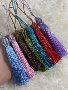 10 chiếc móc khóa tua rua, dùng làm bookmark, trang trí móc chìa khóa, làm đồ trang sức, thẻ quà tặng, mũ, quần áo, túi xách, đồ thủ công, quạt, đèn lồng, đám cưới và nhiều mục đích trang trí khác. - Nhiều màu - Xem 12