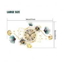 Golden Modern 3D Ginkgo Leaf Decoration Wall Clocks, 37x20 Inche Large Wall Clocks, Silent Creative Decorative Clock, Creative Metal Flower Wall Clock, For Living Room Bedroom Kitchen - 1PC - 查看 4