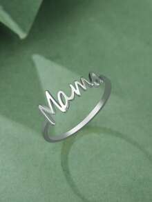 1pc Minimalist Stainless Steel English Letter "Mama" Ring, Fashionable Gift For Mother's Day And New Moms - Simple Series - View 4