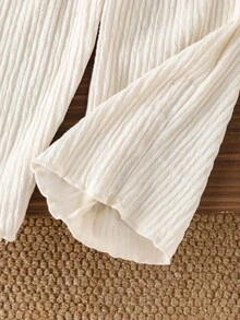 女婴草莓钩针吊带套装，夏季新款透气柔软两件套 - 荷叶边吊带上衣 + 宽松阔腿裤，可爱甜美婴儿外套 - 杏色 - 查看 8