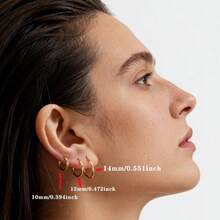 1 Pair 925 Sterling Silver Casual Hoop Earrings, Available In 10mm, 12mm, 14mm, 16mm, 18mm, 20mm Sizes, Suitable For Women - Gold - View 5