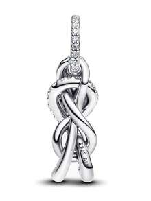 1 mặt dây chuyền hạt cườm hình vô cực sang trọng, ấm áp, lãng mạn, đa năng để tự làm vòng tay hoặc dây chuyền, quà tặng Ngày của Mẹ. - Bạc - Xem 3