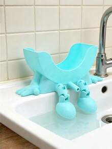 1pc/2pcs 3D Printed Smiling Face Dish Sponge Holder, Drain Rack, 2-In-1 Drain Storage, No Drilling Easy Installation, Waterproof Durable Space-Saving, Kitchen Sink Organizer - Random Color - View 4