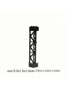 4件套城市积木火车车厢立柱支撑梁2x2x10砖块玩具，兼容技术零件95347，房间装饰 - 黑與白 - 查看 4
