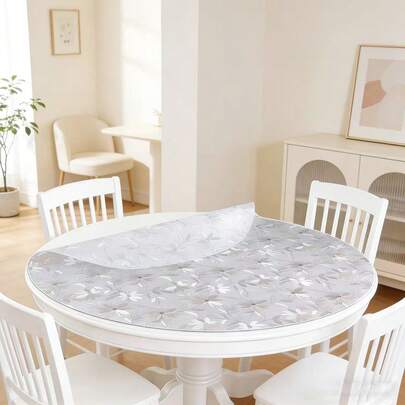 1pc Round PVC Transparent Tabletop Protector Mat, Odorless And Washable, Waterproof, Heat Resistant, Anti-Scratch Table Cover, 1.0mm Thick, Suitable For Dining Tables, Coffee Tables, Home And Restaurant Use, Seamless Design, Transparent Material