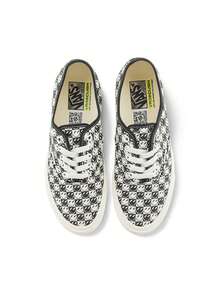 Vans男鞋女鞋Authentic VR3笑臉開口笑棋盤格印花帆布鞋休閒鞋VN000BVWKIG - 黑色 - 查看 4