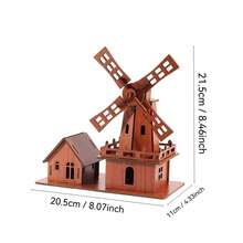 木制3D拼图DIY套装 - 风车和农舍建筑套装，适合儿童和成人，益智STEM玩具，创意手工工艺品，家居装饰模型，互动组装玩具 - 彩色 - 查看 10