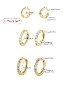 4 Pairs/1 Pair Elegant Earrings For Women, Stainless Steel Hoop Earrings. Gold-Tone Summer Earring Set, Jewelry For Females. Golden Jewelry. Silver Hoop Earrings With Cubic Zirconia, Suitable For Wearing On Cartilage, Earlobe, Helix. These Earrings Are Lightweight And Hypoallergenic (6mm/8mm/10mm/12mm). Suitable For Daily Wear, Parties, Vacations, Swimwear - As Shown - View 9