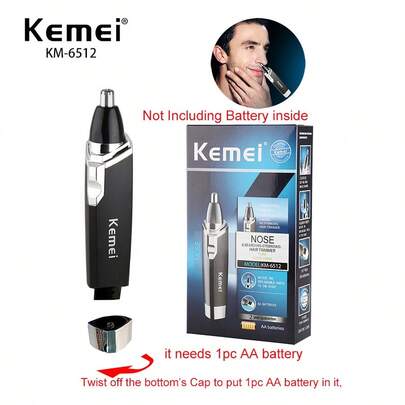 Kemei Máy tỉa lông mũi 6512, dụng cụ chăm sóc cá nhân cho nam giới, dụng cụ tỉa lông mũi bằng len, dụng cụ tẩy lông mũi tại nhà, máy tỉa lông tai, dụng cụ tẩy lông mũi an toàn.