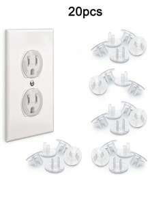 24 piezas/20 piezas/18 piezas/12 piezas Cubiertas protectoras para tomas de corriente, para y protección de bebés contra descargas eléctricas. Fáciles de instalar y cubiertas de plástico confiables para tomas de corriente. - transparente - Ver 15