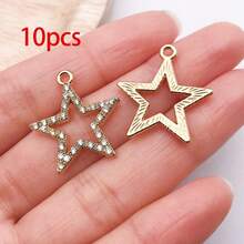 10/30 chiếc mặt dây chuyền đính đá lấp lánh hình ngôi sao, mặt trăng, mặt trời mạ vàng dùng để làm trang sức thủ công DIY, vòng cổ, vòng tay, bông tai. - Nhiều màu - Xem 29