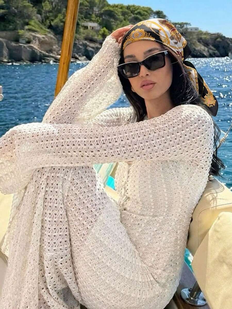 1条2026春夏新款女士时尚链条印花方巾，轻盈透气，简约百搭，适合四季使用。 - 黑色 - 查看 1